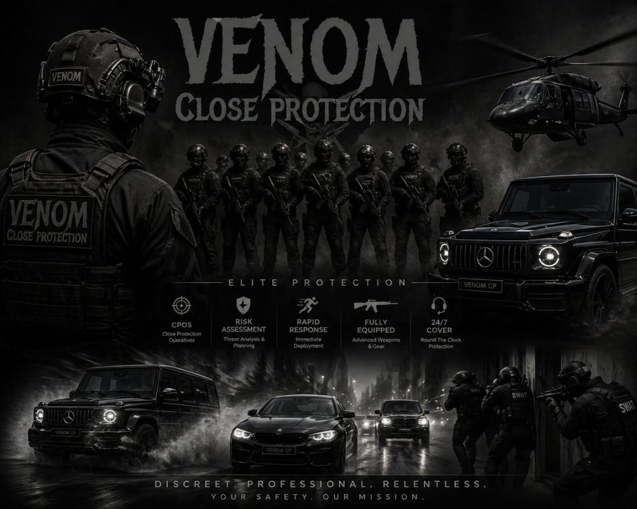 Venom promotional security services artwork